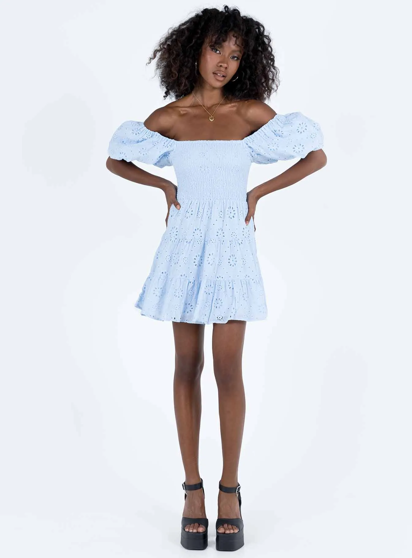 Malek Mini Dress Blue Elegant Waist Design Light and Comfortable Wear