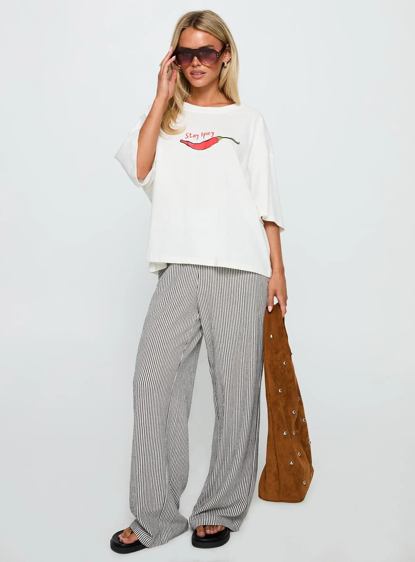 Effortless Design Stay Spicy Graphic Top White