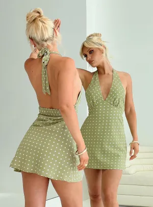 Kopra Halter Mini Dress Green Stylish Fit