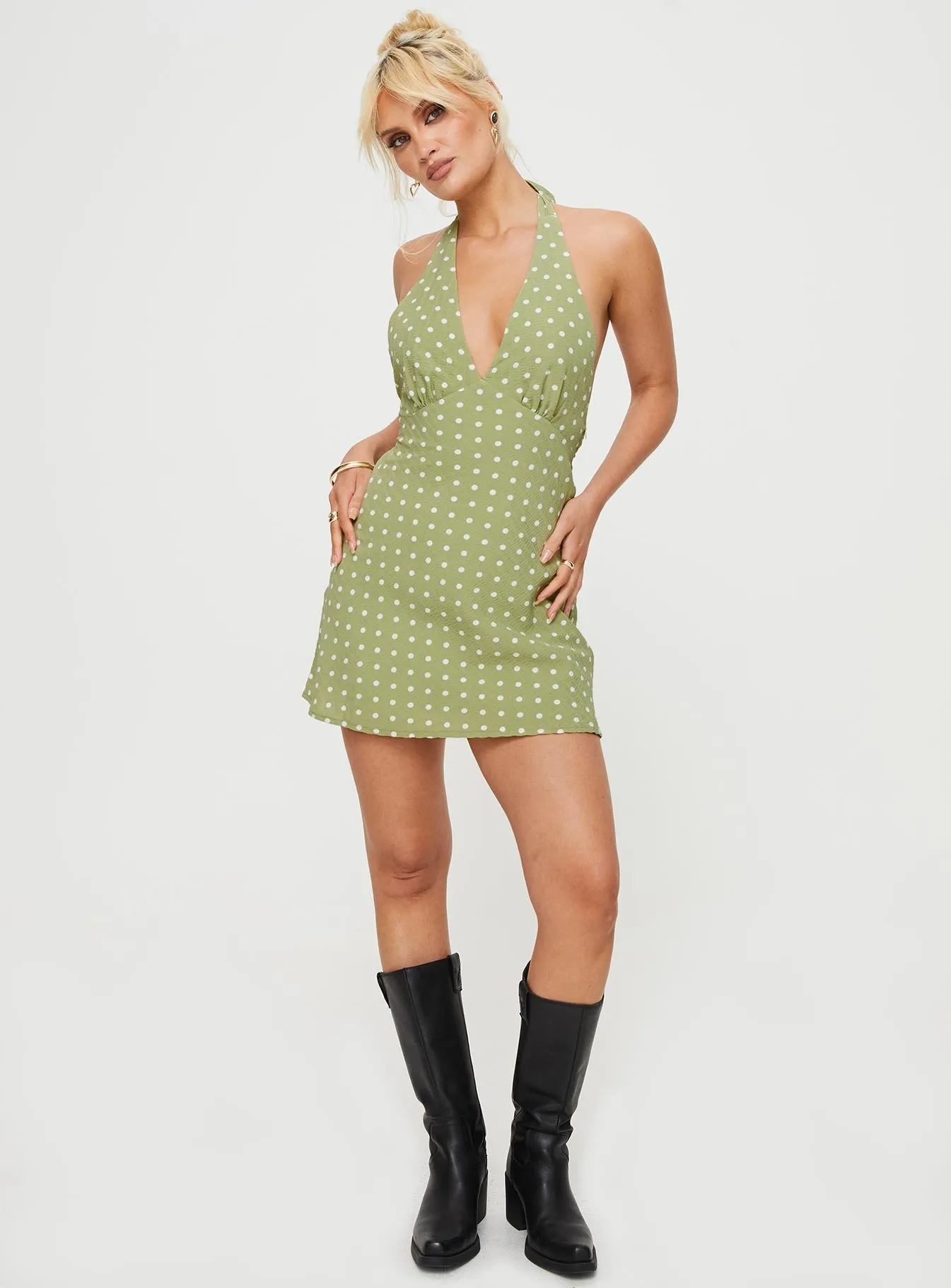 Kopra Halter Mini Dress Green All-day Comfort