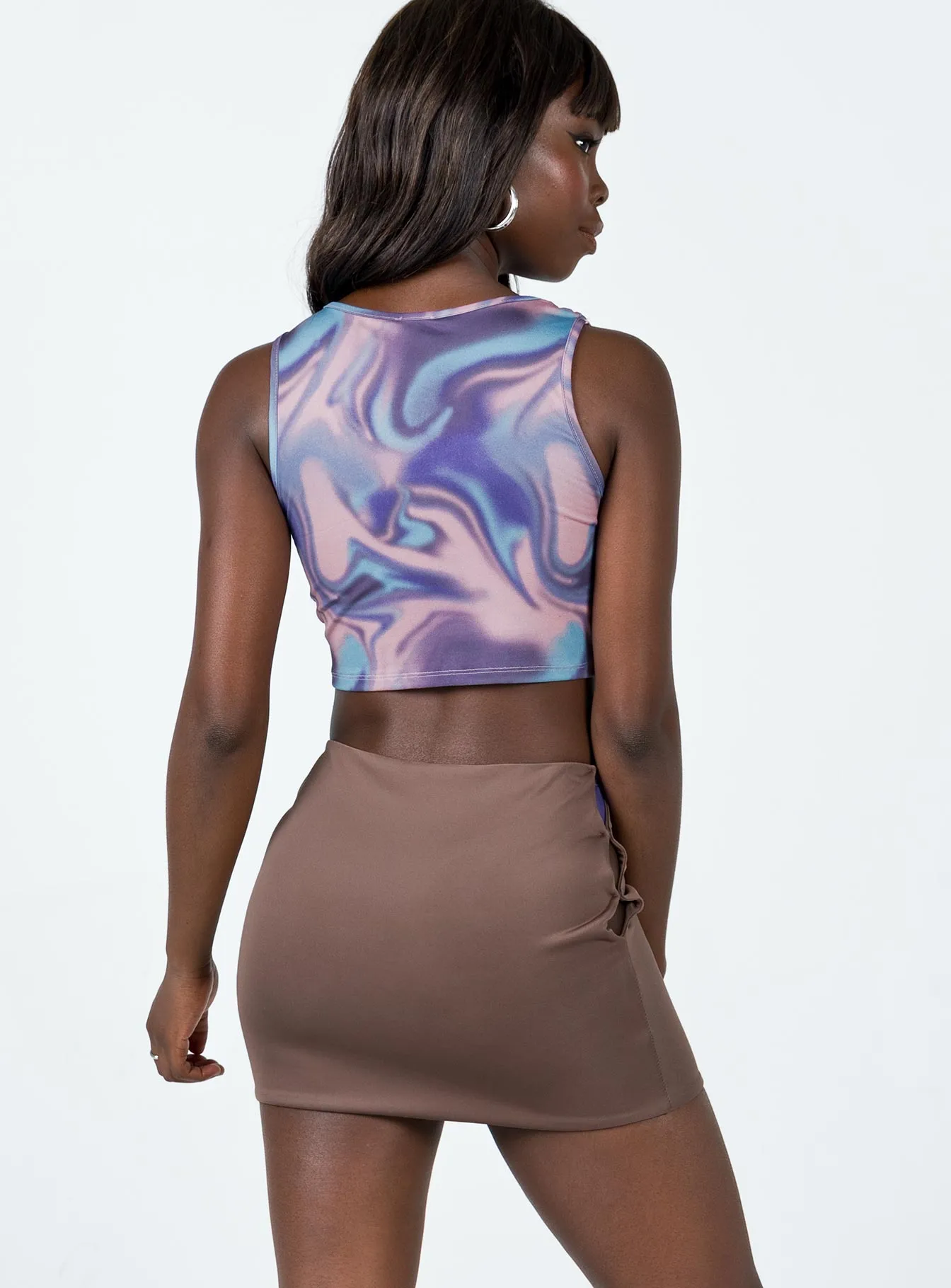 Tailored Cut Presley Mini Skirt Brown