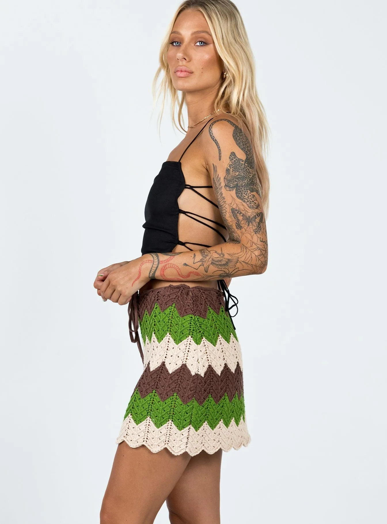Machine washable Minimalist Chic Pahoma Crochet Mini Skirt Multi