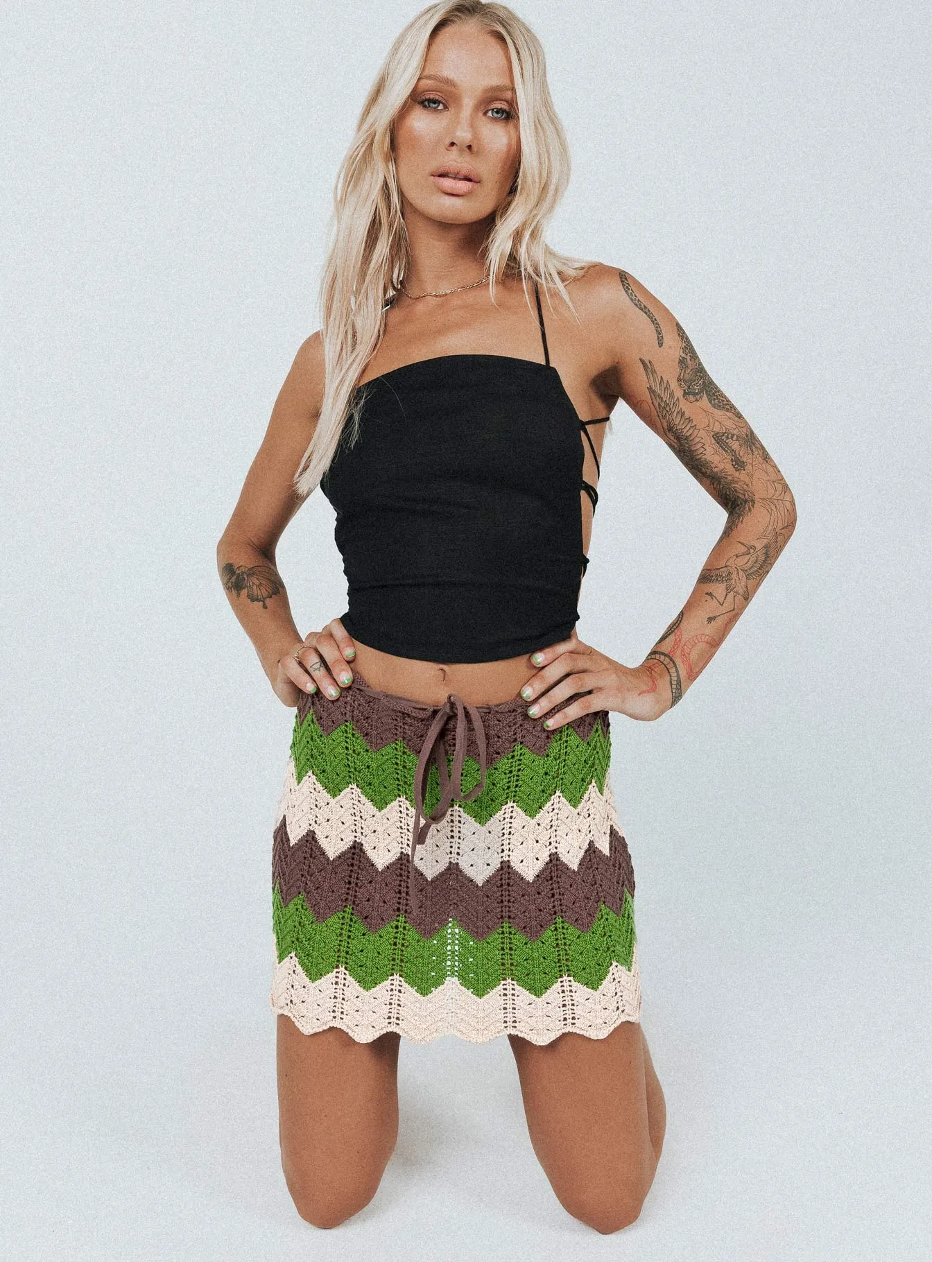 Pahoma Crochet Mini Skirt Multi Non Irritating Seams Flexible Motion
