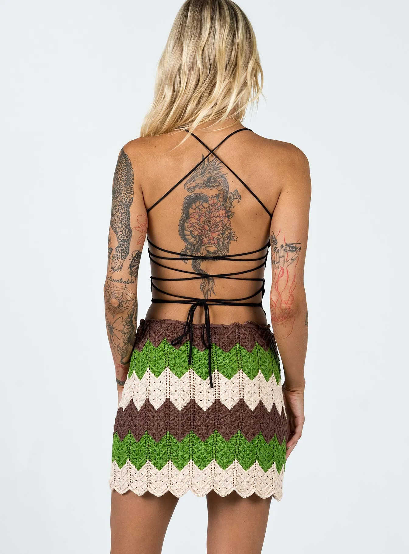 Weekend Vibes Smooth Edging Pahoma Crochet Mini Skirt Multi