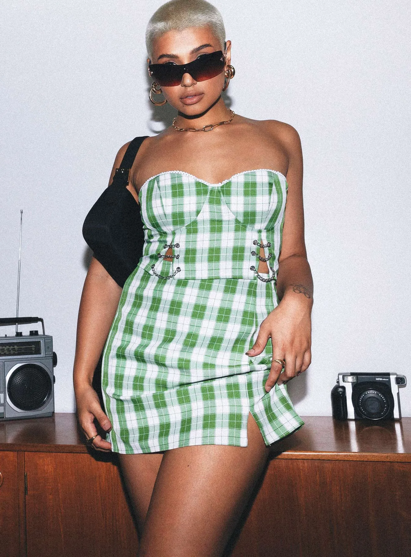 Light Fabric Minimalist Style Natalia Mini Skirt Green