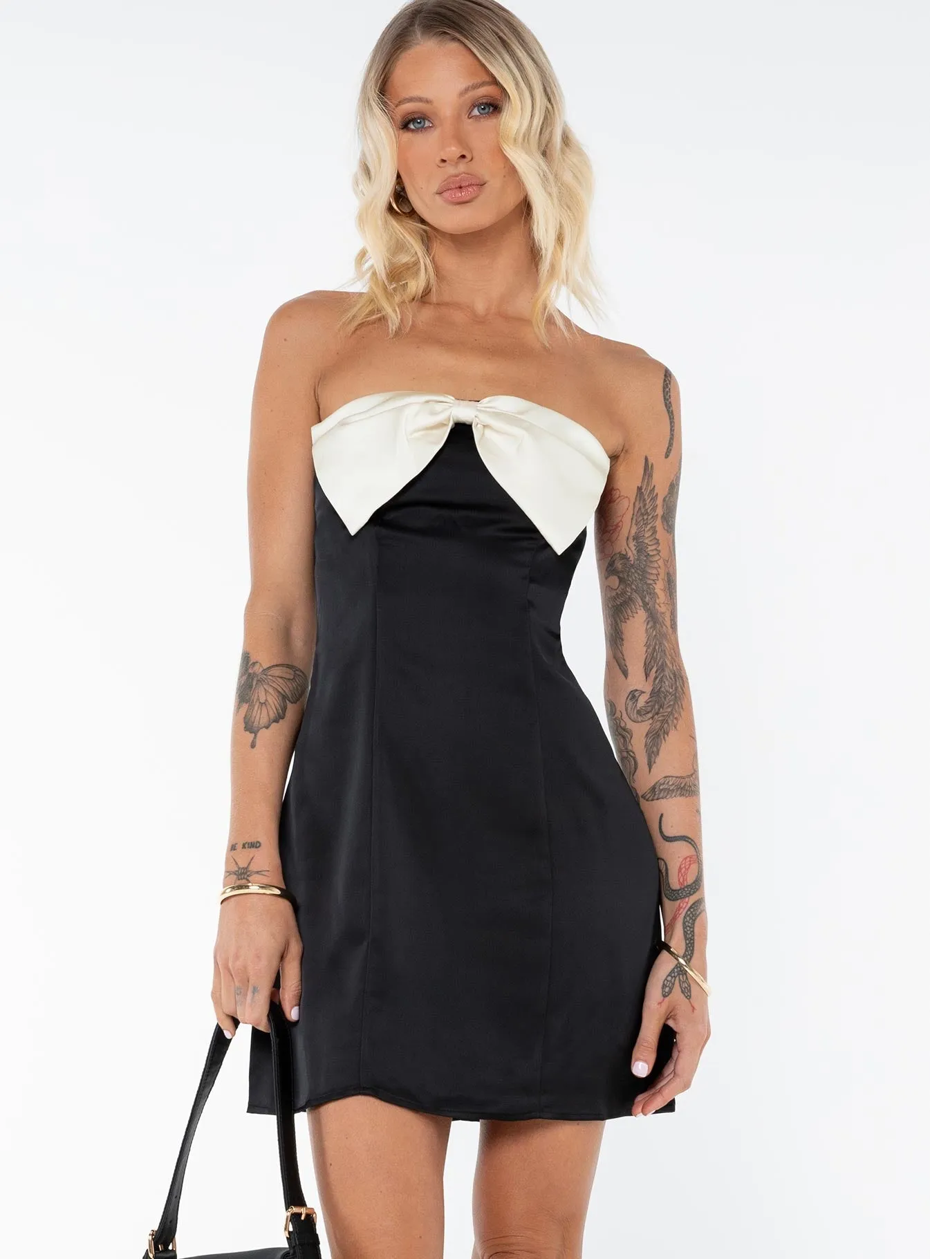 Kesy Bow Tie Mini Dress Black Tall Climate-Adaptive