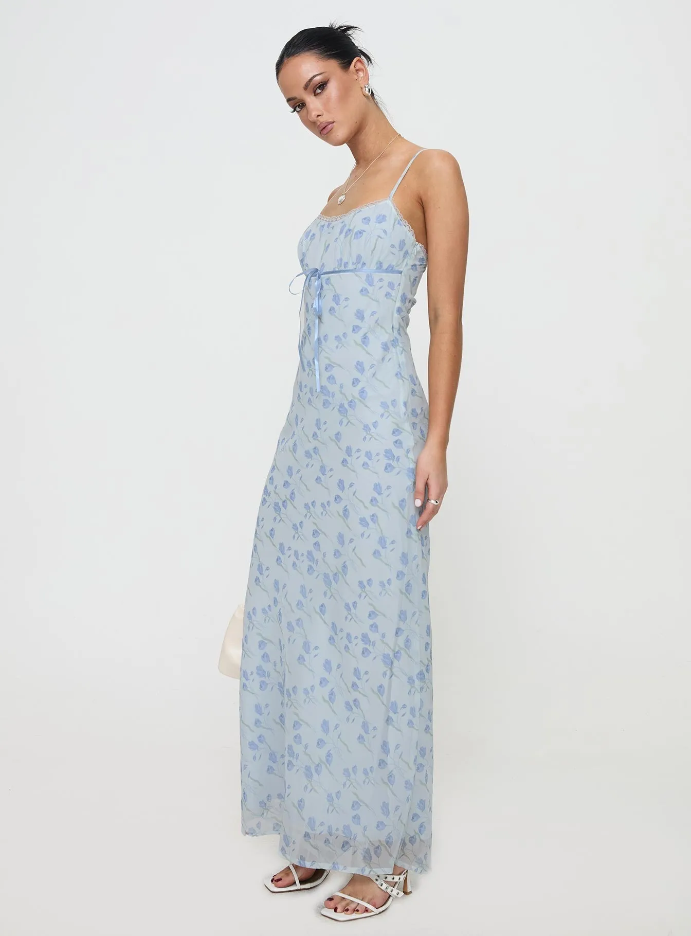 Valencia Maxi Dress Blue Floral Premium Fabric Luxe Wear