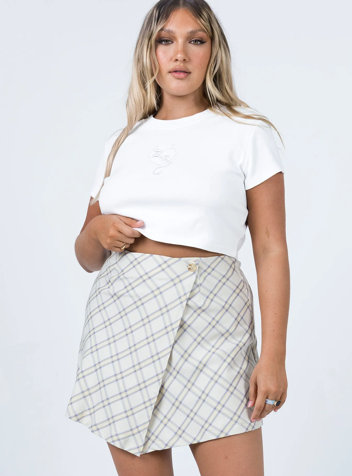 Glossy Texture Athleisure Inspired Ailisha Mini Skirt Yellow