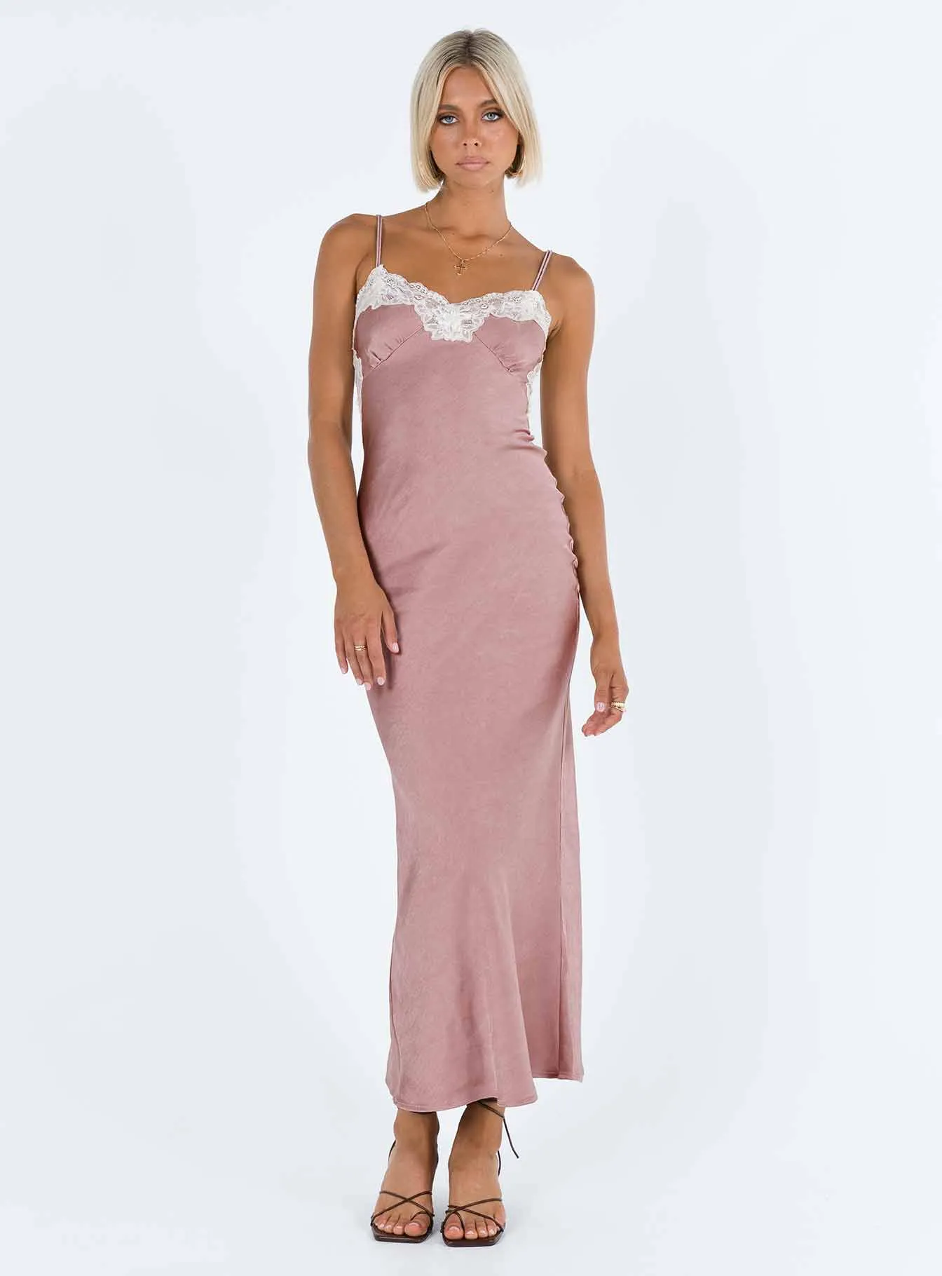 Alexina High Back Maxi Dress Pink Work Chic Modest Look