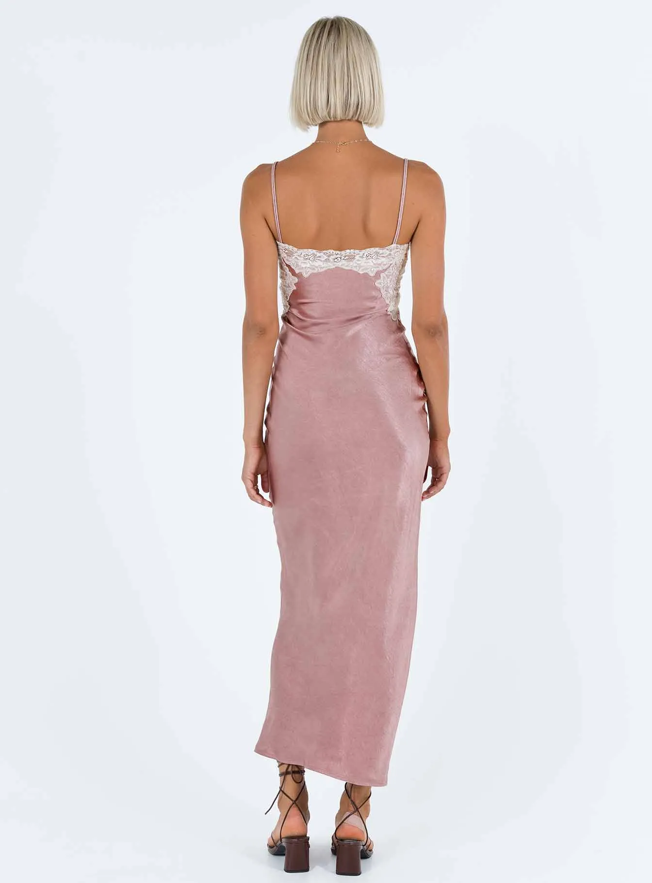 Alexina High Back Maxi Dress Pink Soft Fit Wear Natural Light