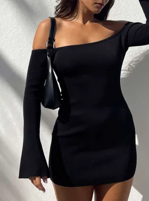 Fashionable Look Comfy and Relaxed Parisa Long Sleeve Mini Dress Black Tall