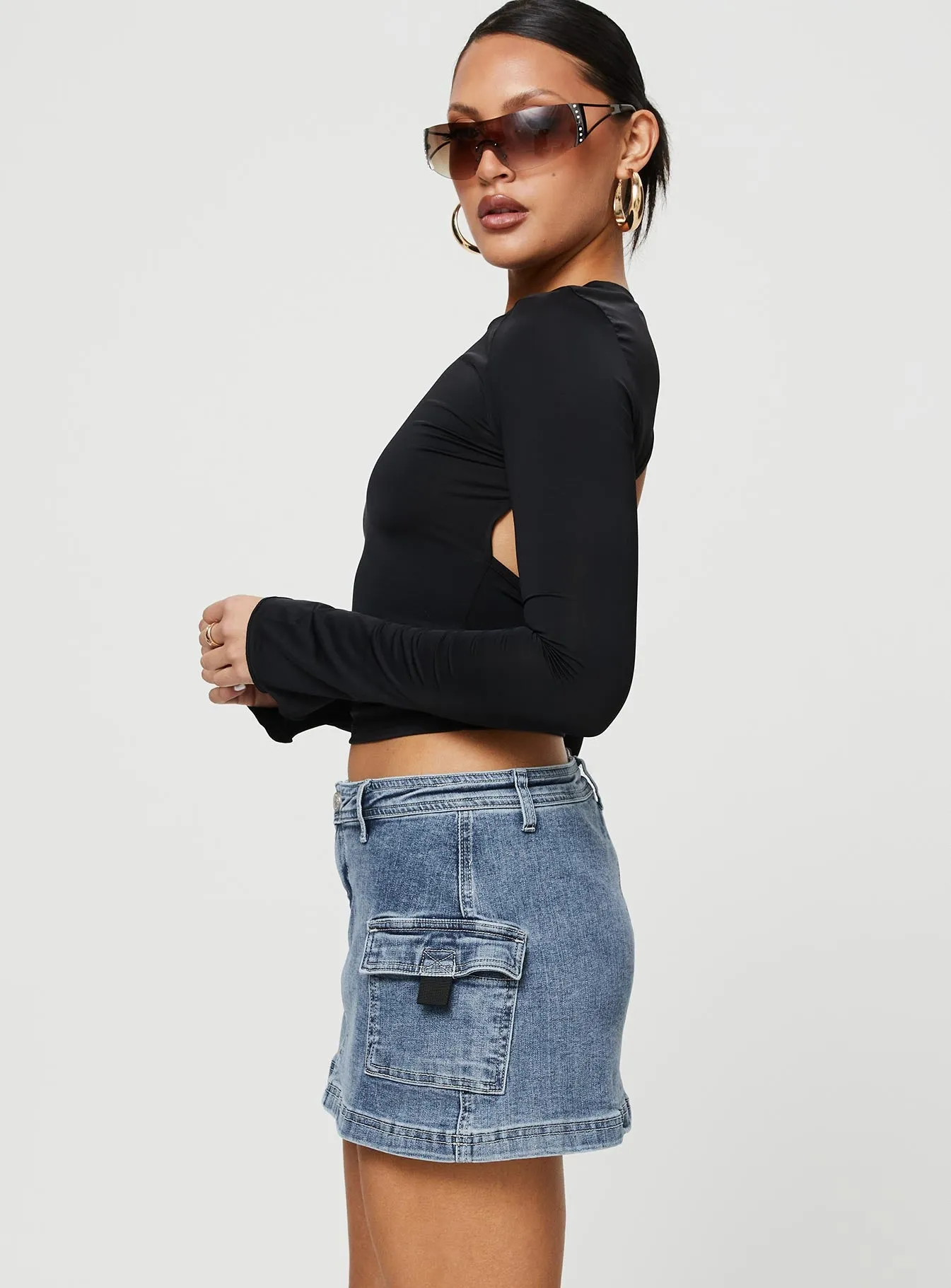 Cozy Finish Grishea Low Rise Denim Skirt