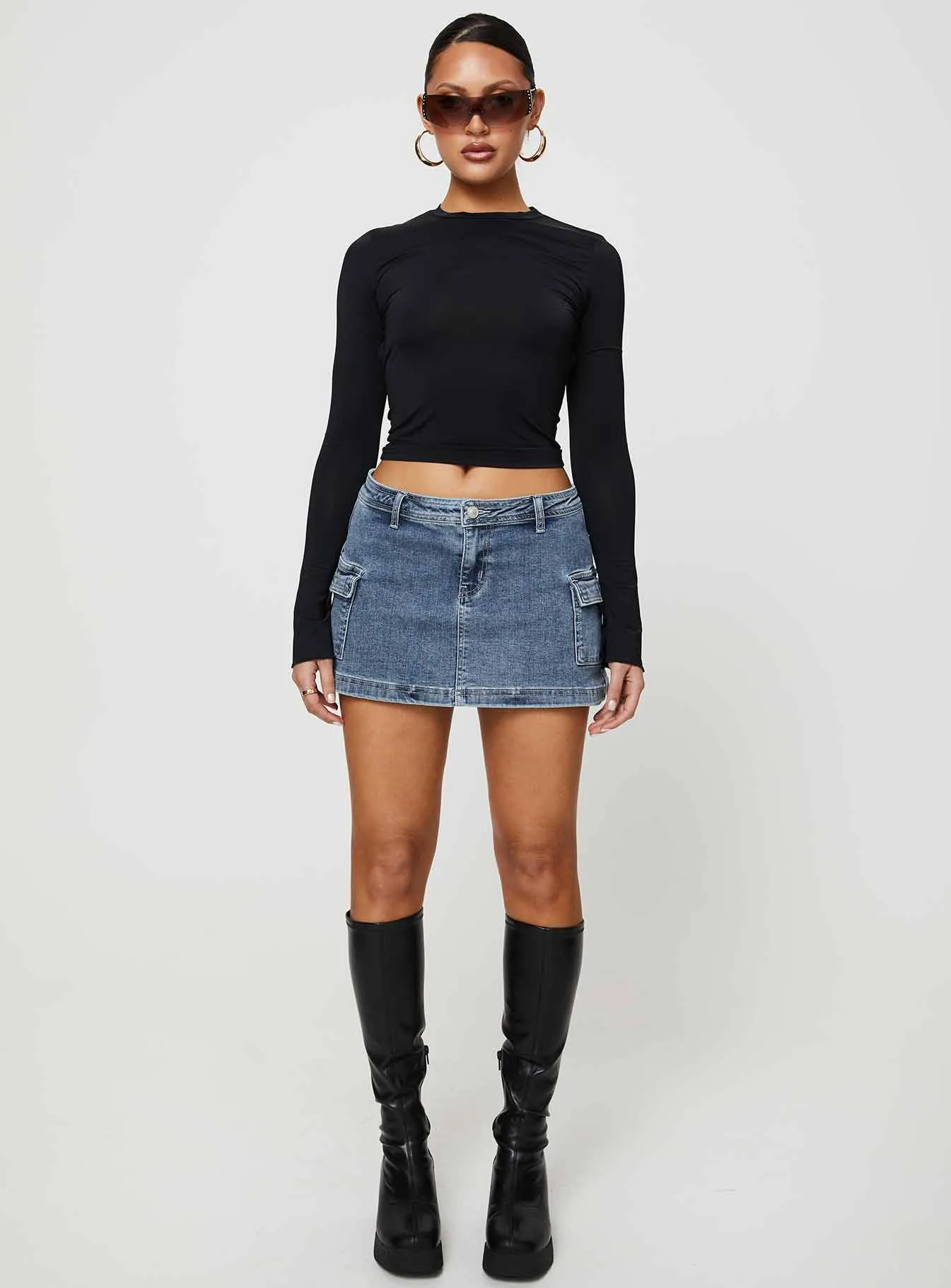 Grishea Low Rise Denim Skirt High Street Fashion
