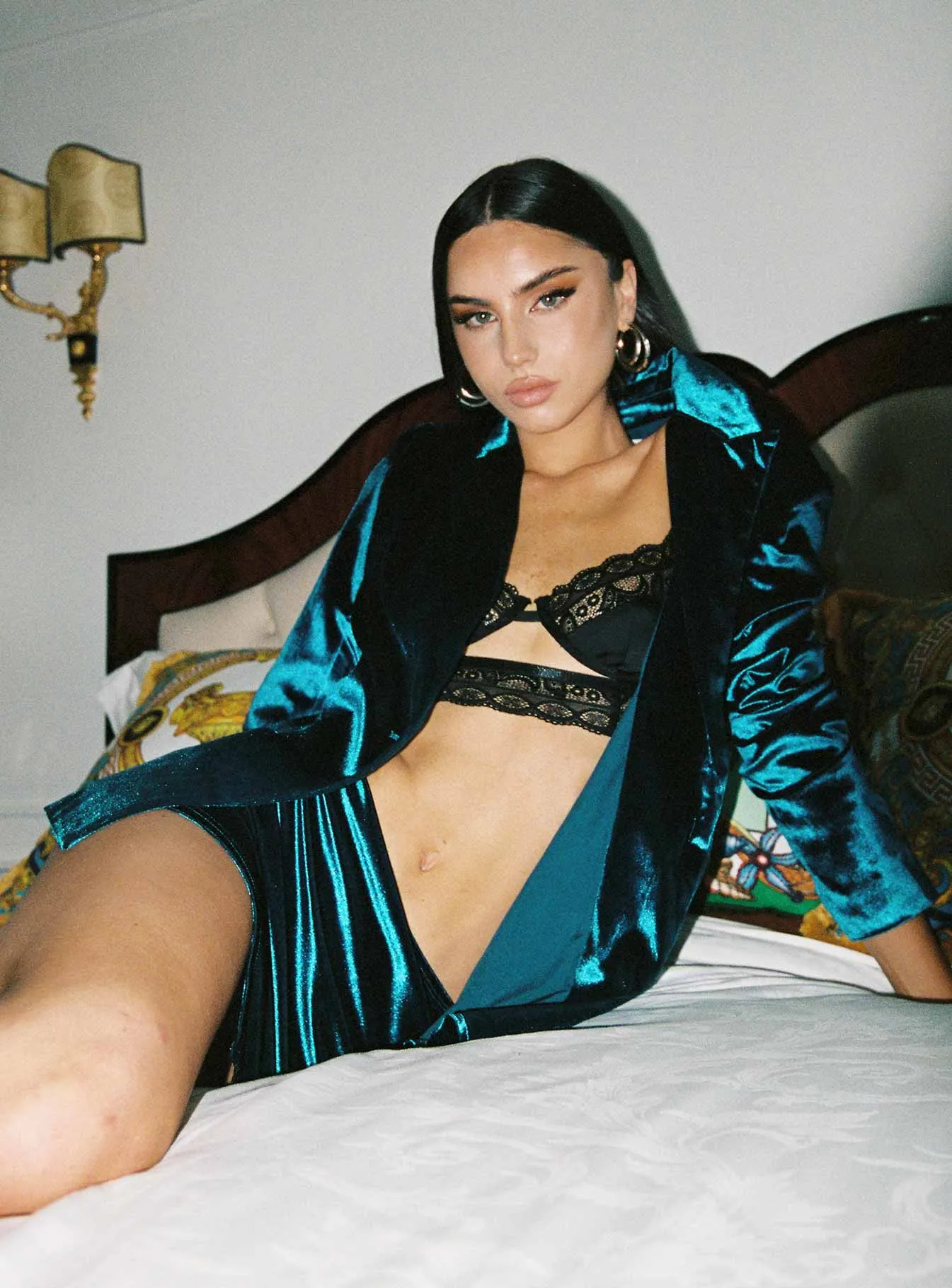 Lagoona Velvet Mini Skirt Blue ribbed texture Creative Look