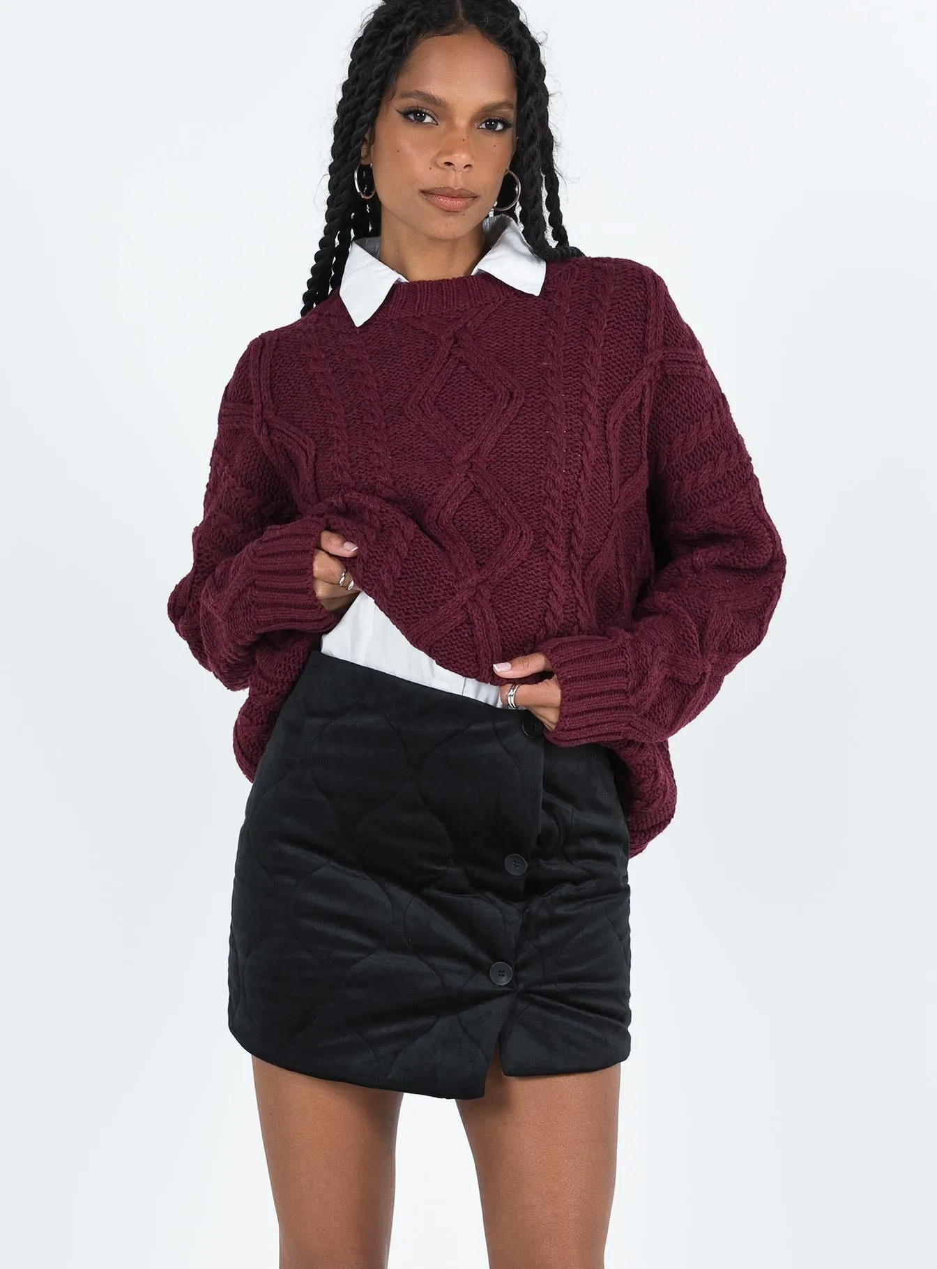 Bold Print Modest Wear Koster Quilted Skirt Black