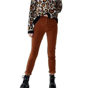 Mid-rise fit Ultra Soft Blend Women's Velvet Ribbed pants,Brown