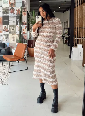 Multi Season Leah Knit Midi Dress Beige