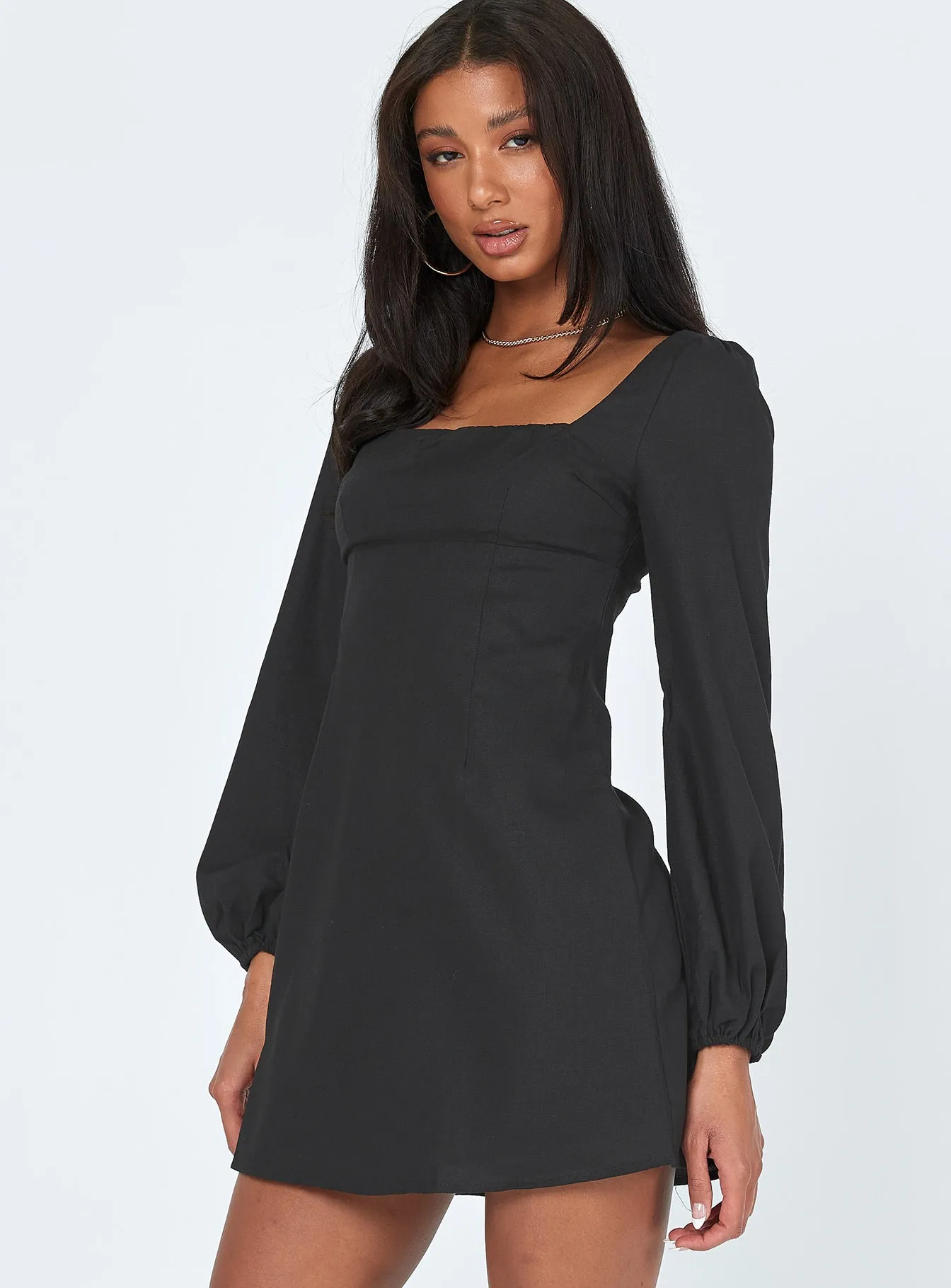 Noble Aura Hastings Long Sleeve Mini Dress Black