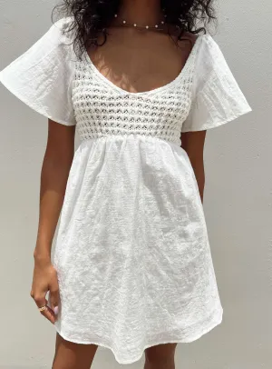 Formal Look Chic Layered Wear Derena Crochet Bust Mini Dress White