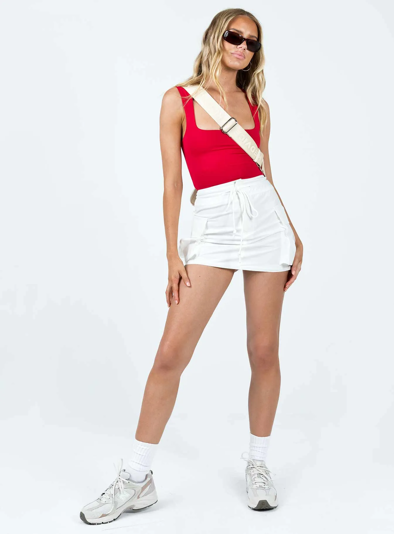 Detachable Detail Mireen Cargo Mini Skirt White