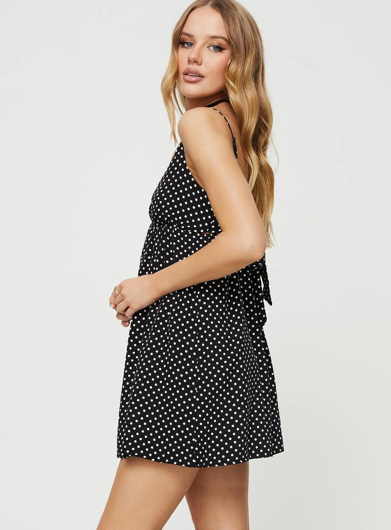 Koko Mini Dress Black Polka Dot Clean Touch