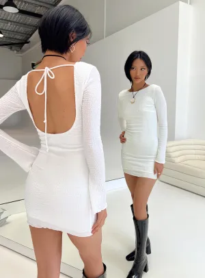 Batesom Long Sleeve Mini Dress White sophisticated appearance