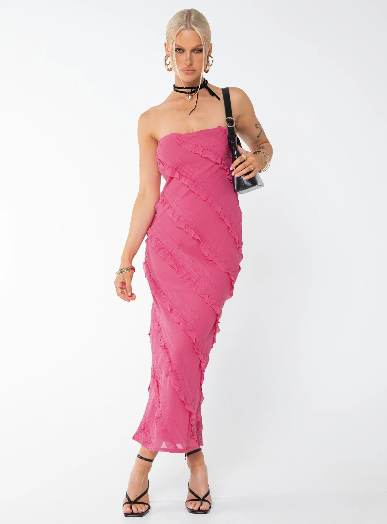 Baylie Maxi Dress Hot Pink Perfect for Layering