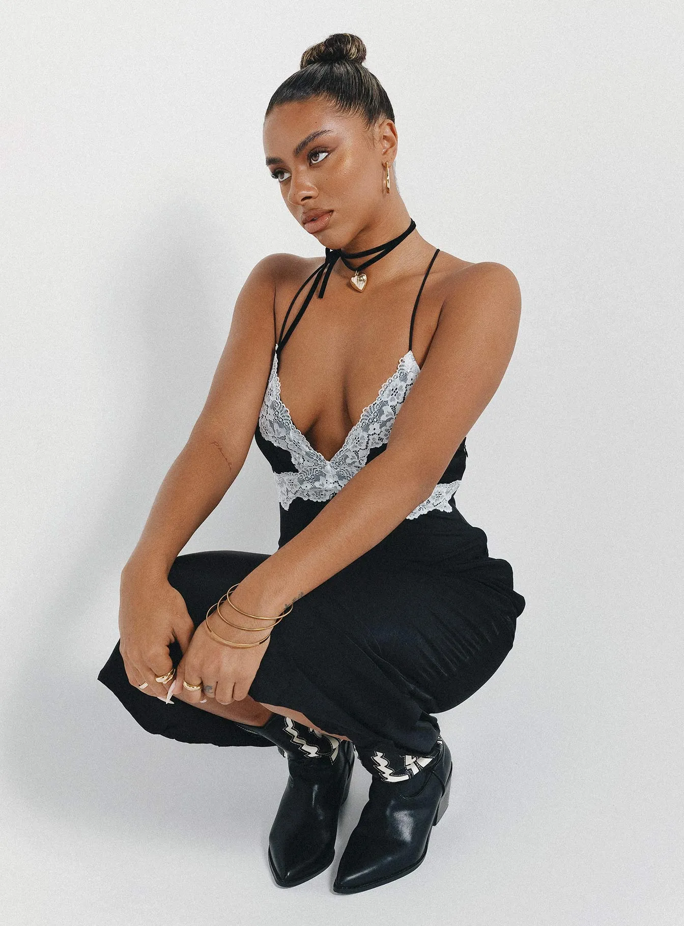 Lainge Maxi Dress Black Fall Piece Wool-Blend