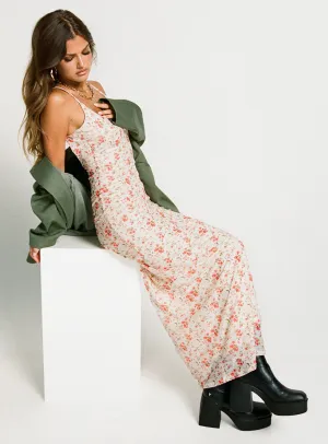 Knox Maxi Dress Beige Floral Radiant Mood Smart Fashion