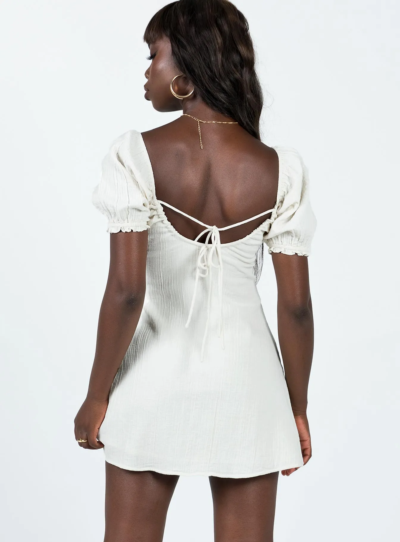 Langham Mini Dress Ivory Cut-Out-Detail