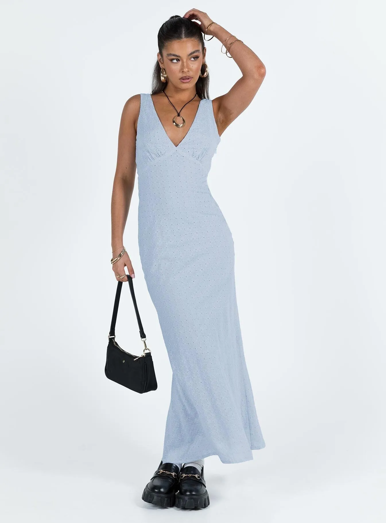 Classic Movement Nellie Anglaise Maxi Dress Blue