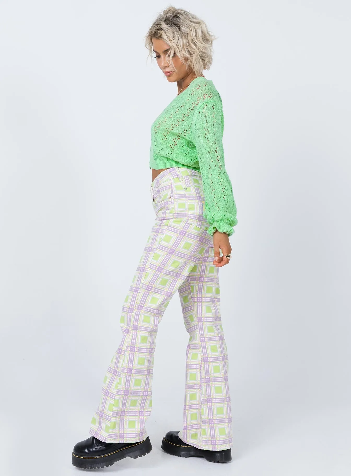 MultiFunctional Pockets The Ragged Priest Trail Denim Jeans Green Check