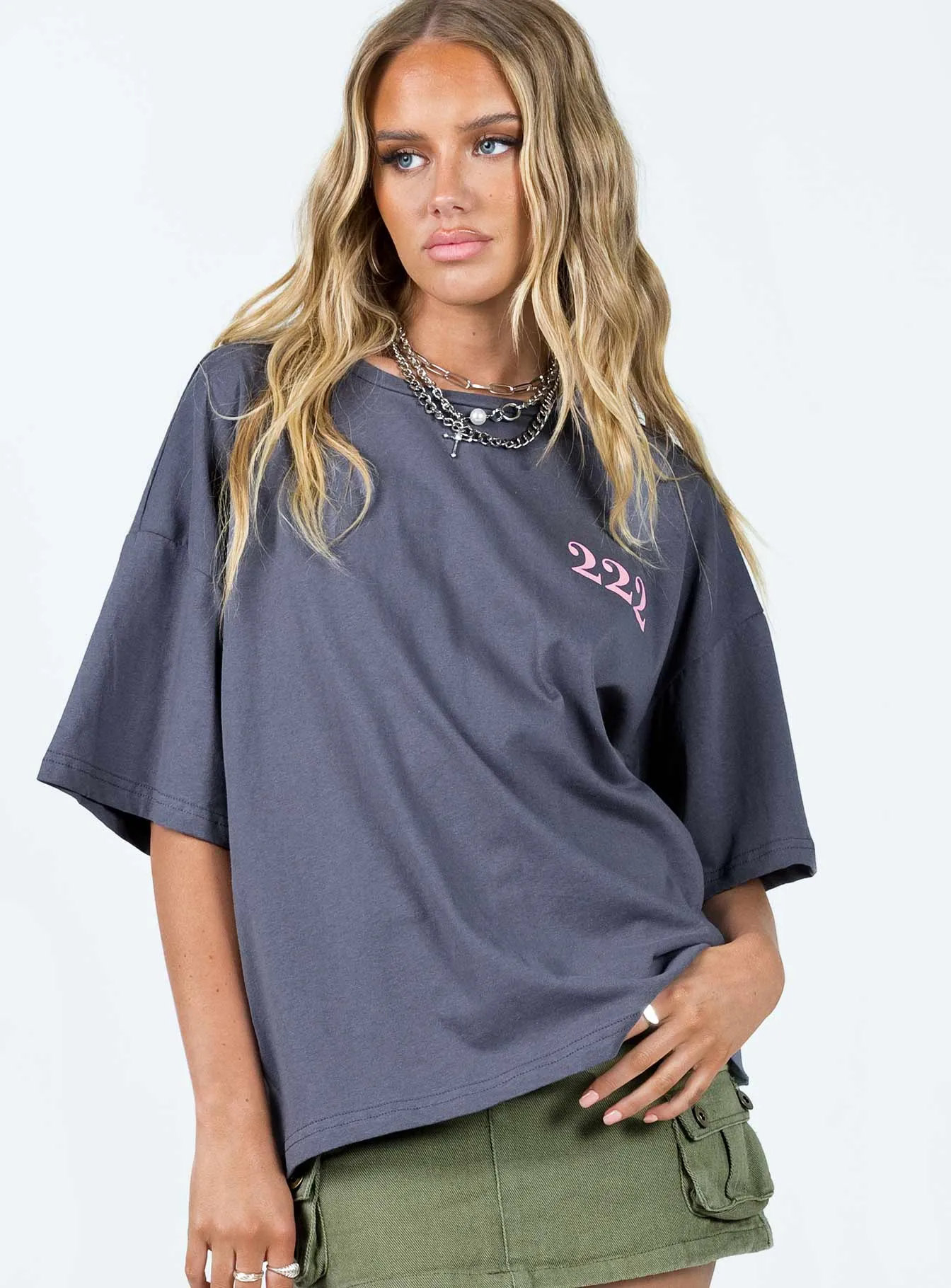 222 Alignment Oversized Tee Slate MinimalistStitching