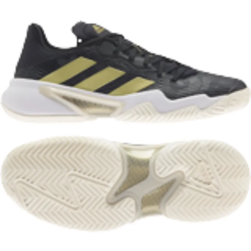 Shock Dispersing Flex grooves Adidas Womens Barricade Tennis Shoes - Core Black/Gold/Carbon