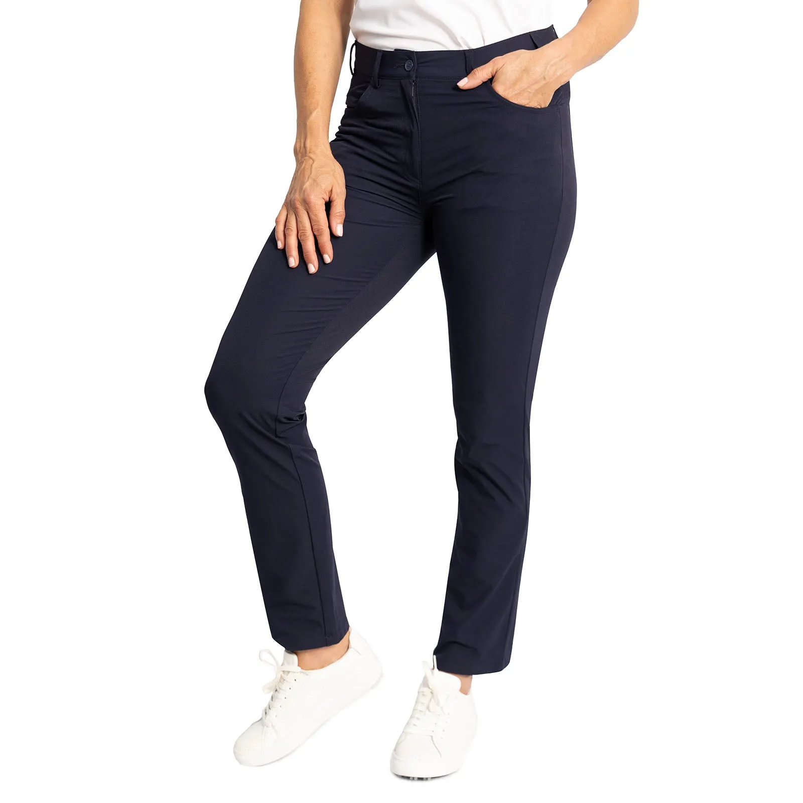 Glenmuir Women's Kaley Lightweight Stretch Performance Golf Trousers - Navy AntiSlipGrip Layered Style