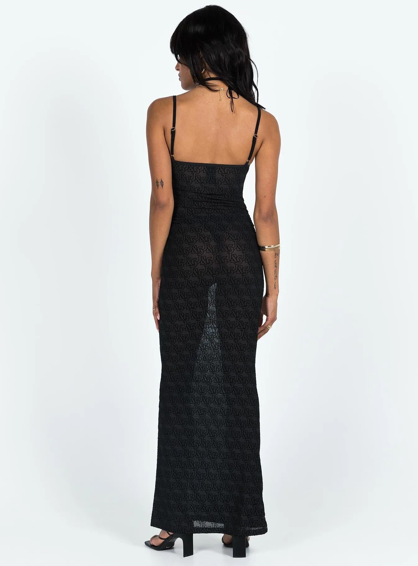 JGR & STN Abbey Maxi Dress Black Spring Style Shine Skin