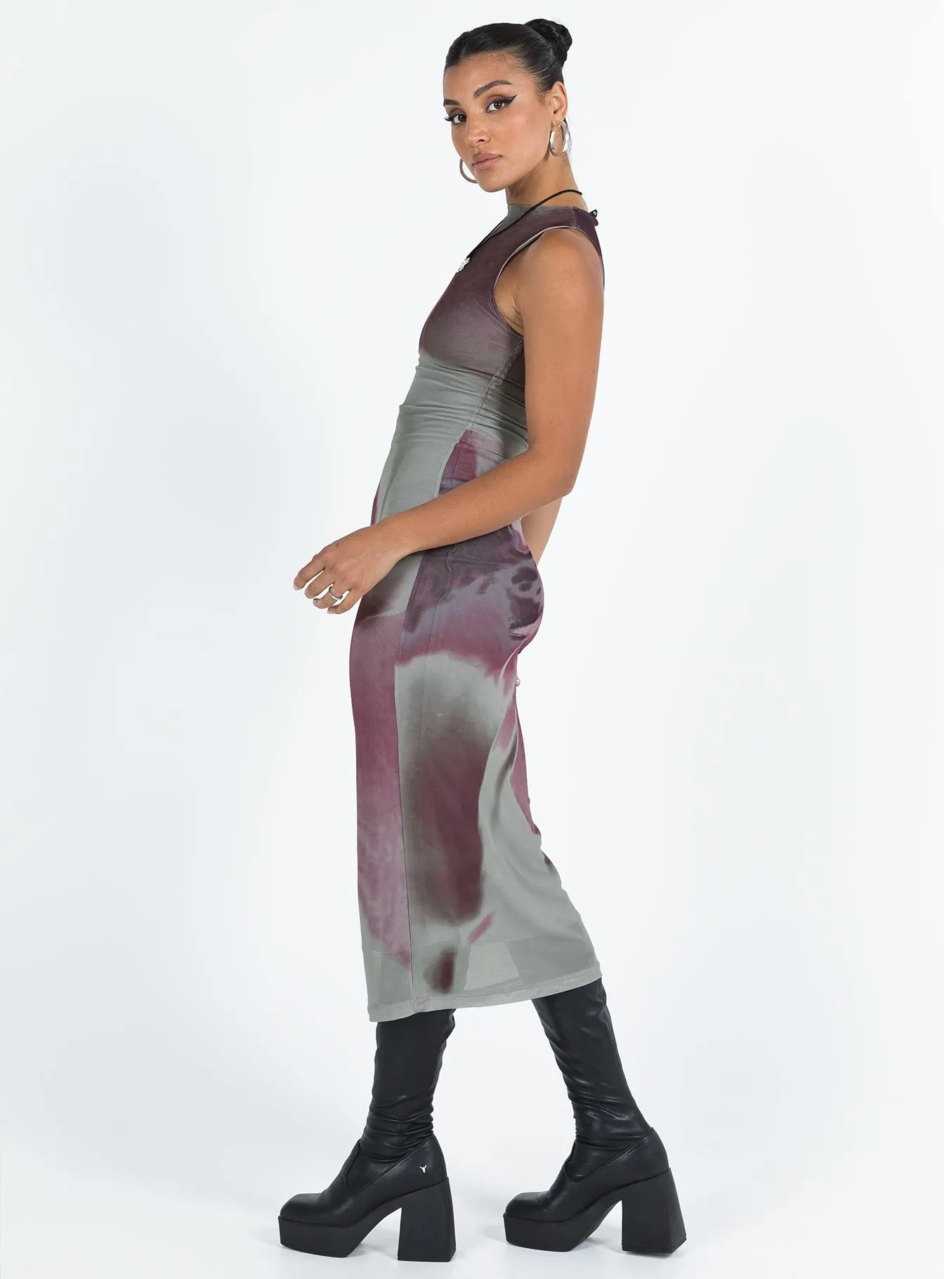 Motel Fayola Dress Anatomy Of Nature Pink Comfort waistband