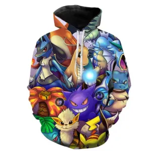 right for beach trips Chilly Weather Devon Sport Unisex 3D Pokemon Graphic Pull-Over Hoodie