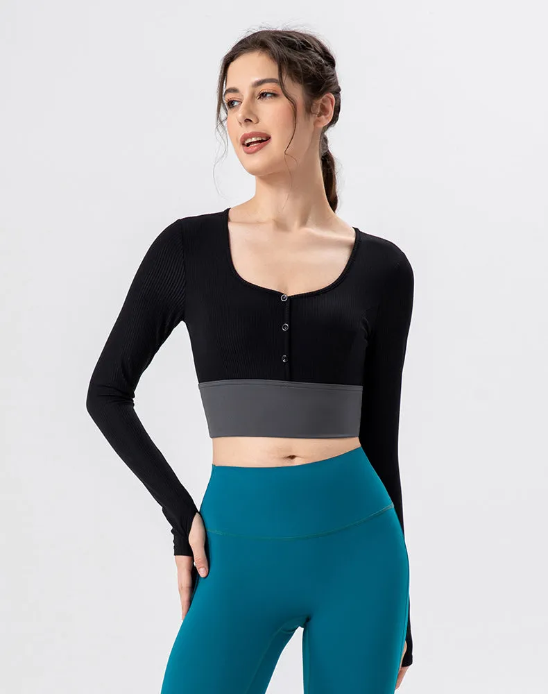 Cropped Button Cardigan Long Sleeve Casual Soft Knit Weather Guard Nature Base