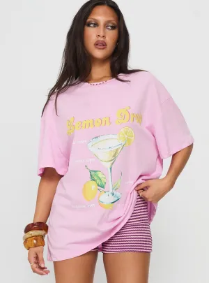 Lemon Drop Oversized Top Pink Stretchable Collar Band