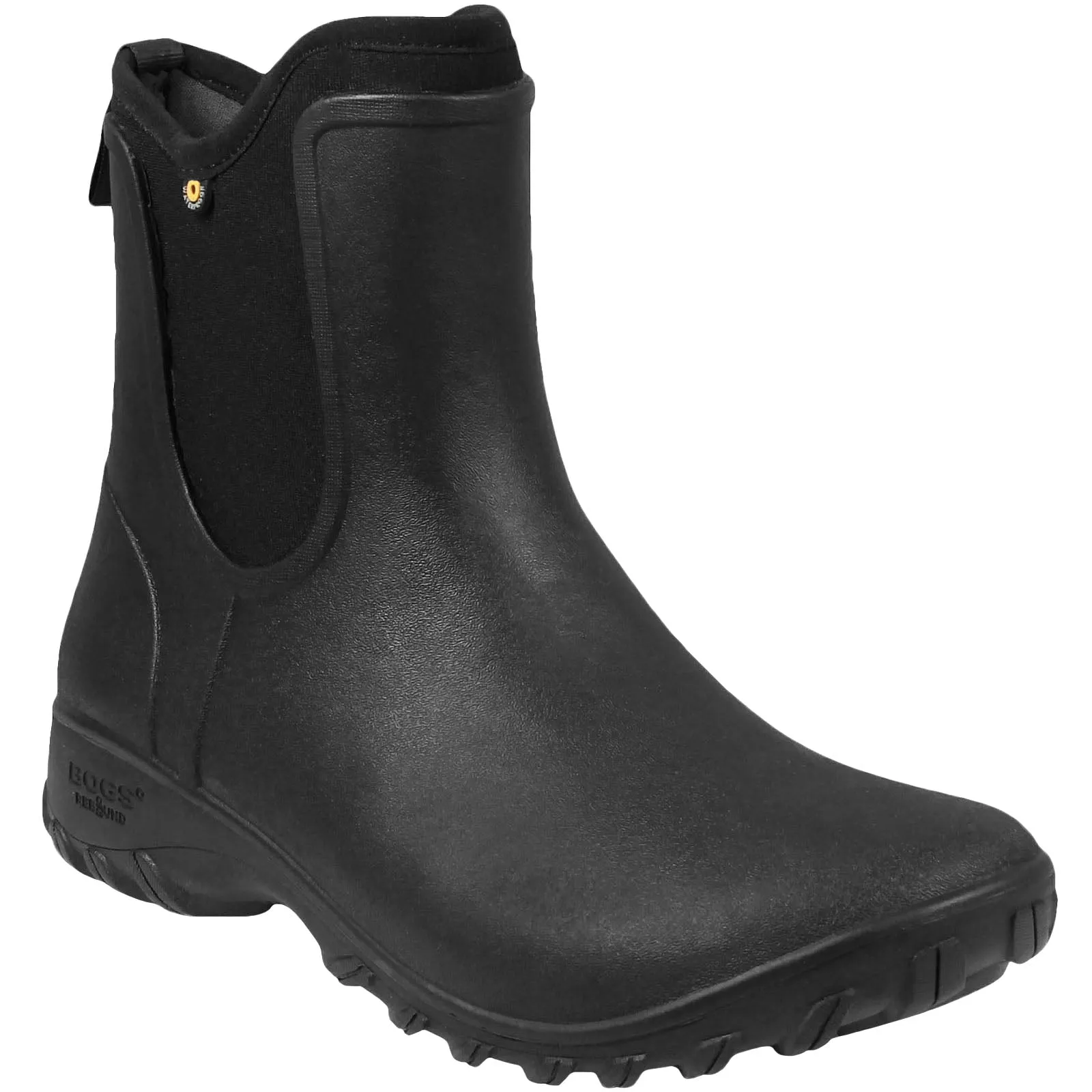 High Traction All Day Worker All terrain BOGS Womens Sauvie Slip On Waterproof Wellington Boots - Black
