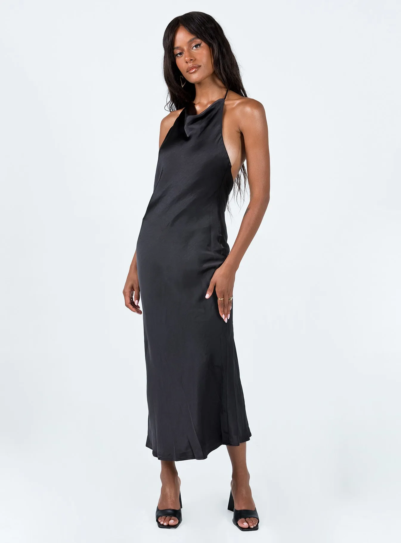wrap waist Broughton Halter Midi Dress Black