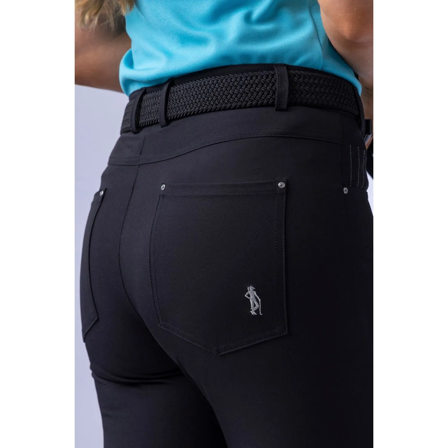 Casual Fit Glenmuir Women's Phoebe Lightweight Stretch Performance Golf Capri Pants - Black