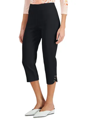 Seamless Technology Simple and Cozy Women's Plain Solid Capri Pant,Black