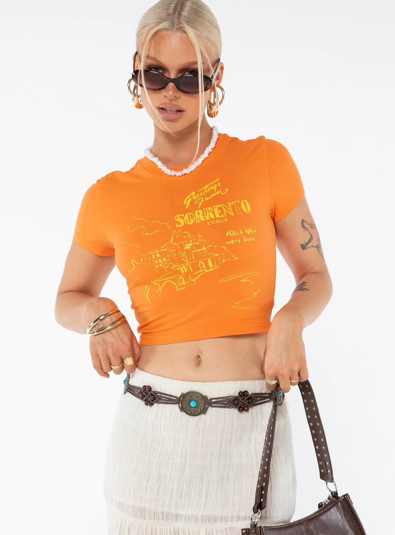 Light Wear Machine washable See You In Sorrento Graphic Tee Orange