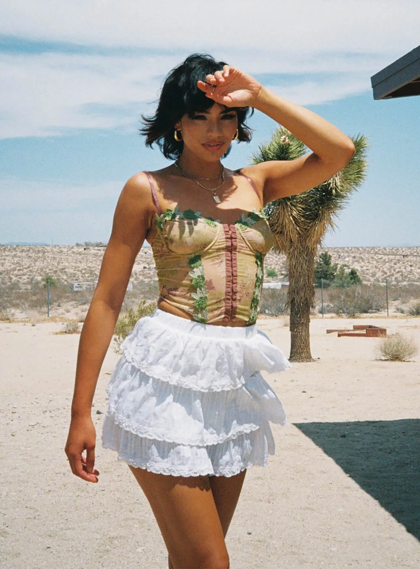 Sound Check Mini Skirt White Key Feature Artistic Influence