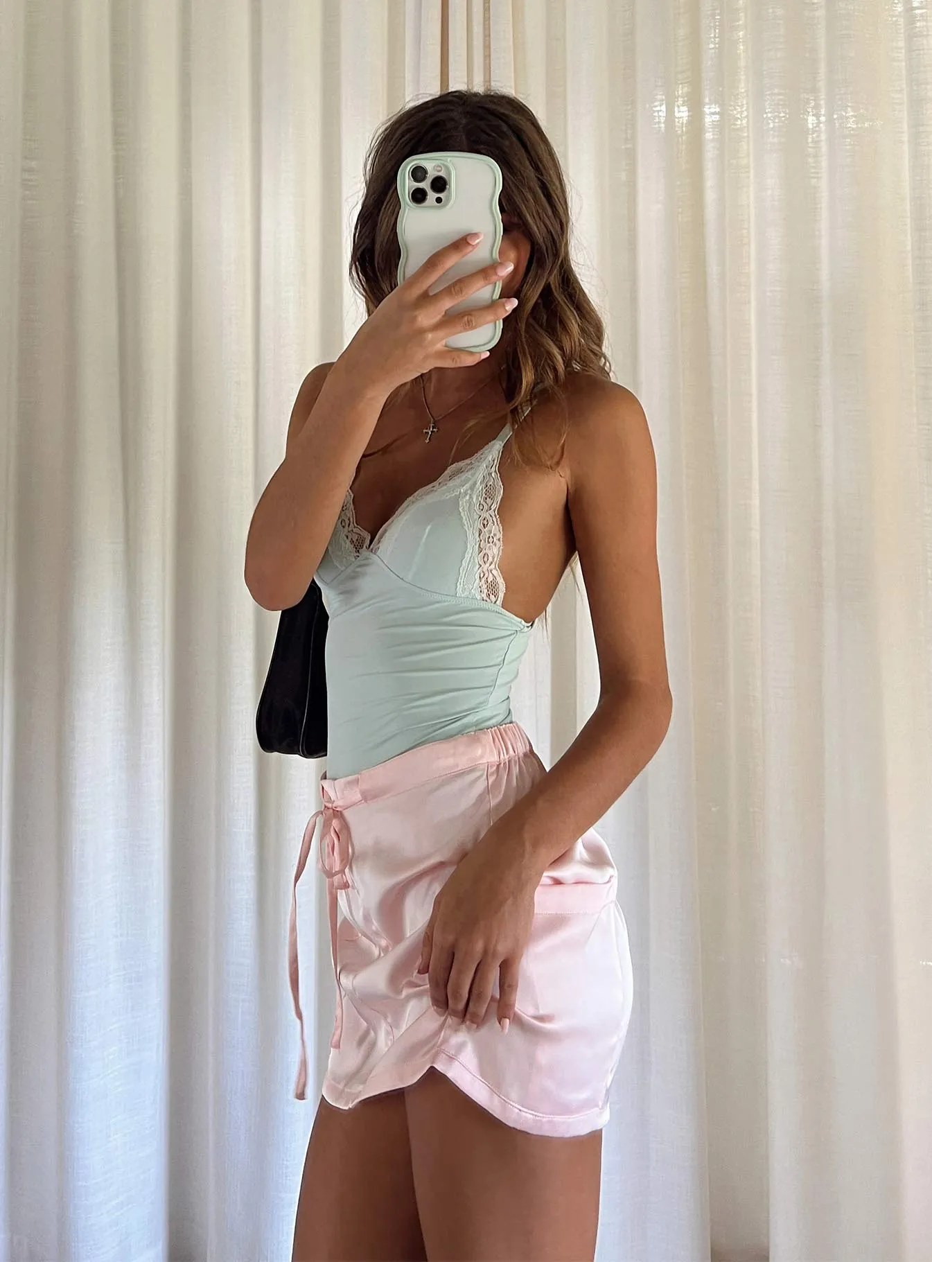 Ponnette Mini Skirt Pink Aesthetic Fit Breezy Flow