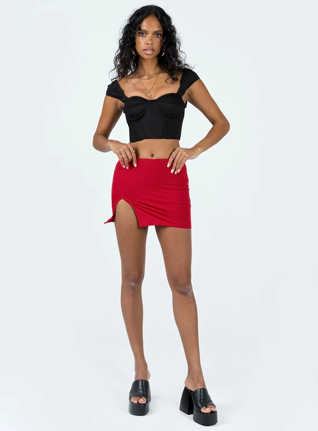 Clean Lines Soft Combo Lowell Mini Skirt Red