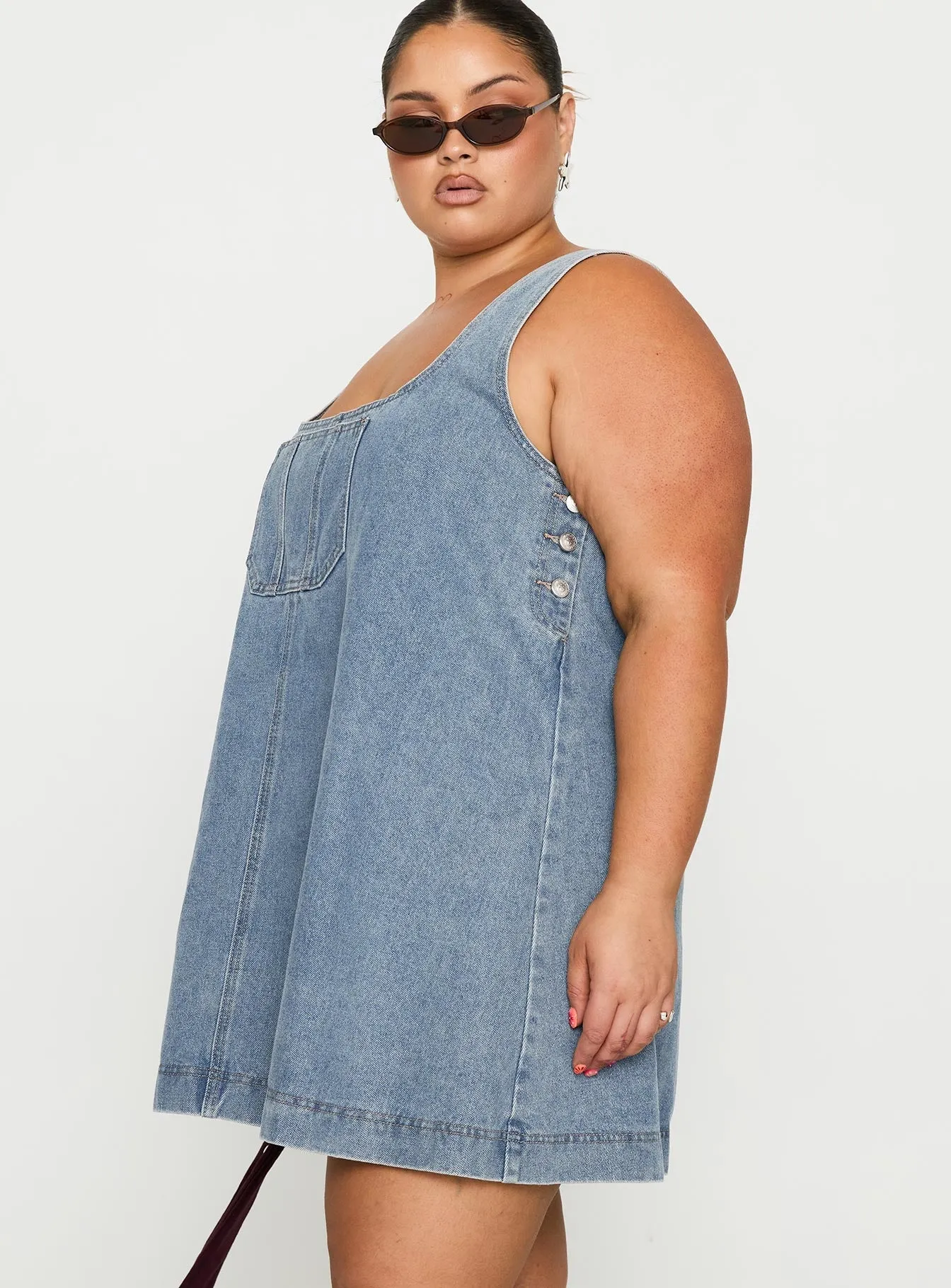Stylish Touch State Of Mind Mini Dress Blue Denim Curve