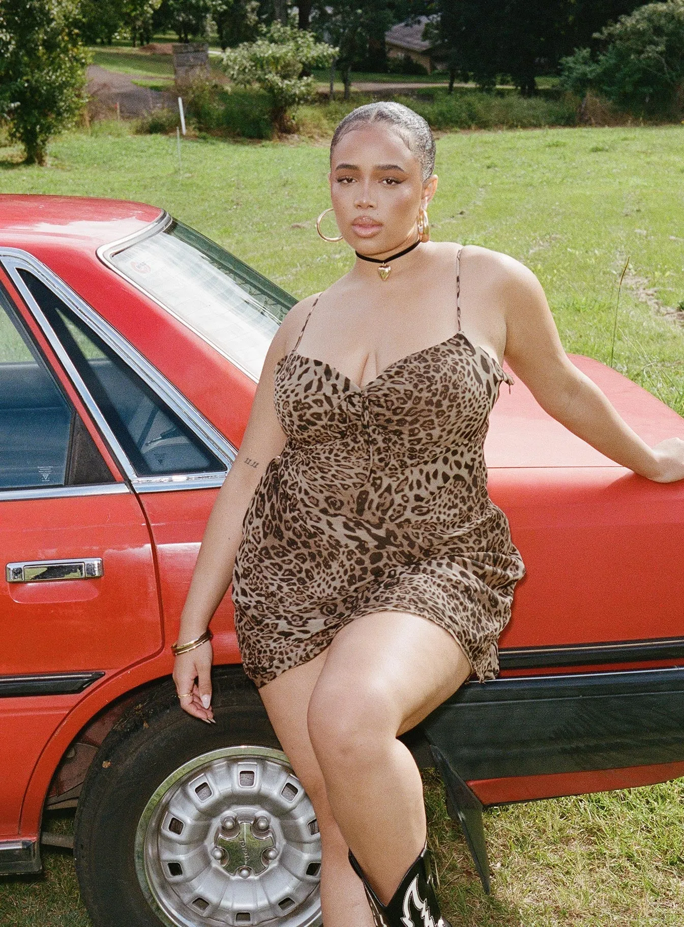 Occasion Wear Delicate Finish Linnard Mini Dress Leopard Curve